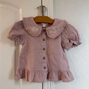 Pink Cotton Ruffled Girls 4T Kids Shirt